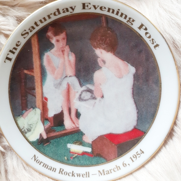 VTG Normal Rockwell Girl At the Mirror Mini Plate - Picture 3 of 8